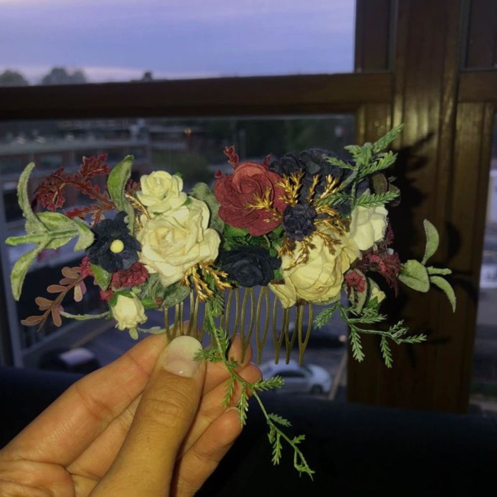 Wedding Boutonniere and Hair Comb Set - Picture 3 of 6